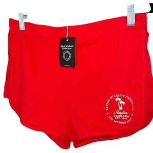 New W Tags NAPLES Florida Women’s XLarge Shorts RED Gym Exercise Cotton Cute XL